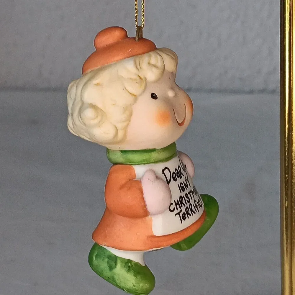 Vintage 1980s Enesco Dear God Christmas Ornaments Boy